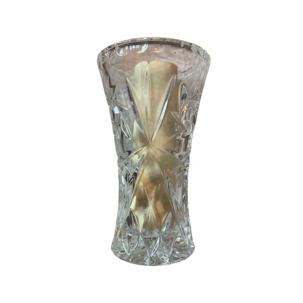 2 Lenox Fine Crystal Star Vase Elegant Flared Rim Intricate Cuts